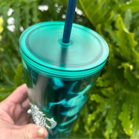 Starbucks Green Wave Cold Cup Turquoise Tumbler 24oz Venti New 2020 Animal Print - Picture 10 of 15